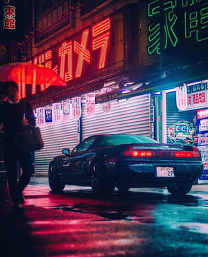 รถสไตล์ JDM พร้อมไฟสีแดง