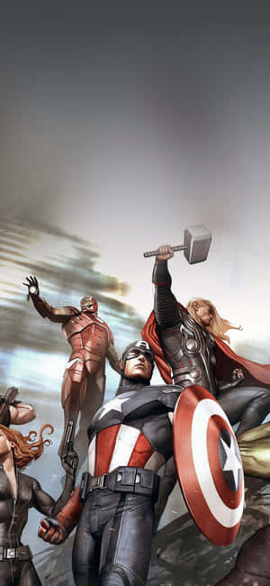 พื้นหลัง iPhone Xs Marvel's Avengers — เทคนo แคเมรอน สลิม วอลเปเปอร์