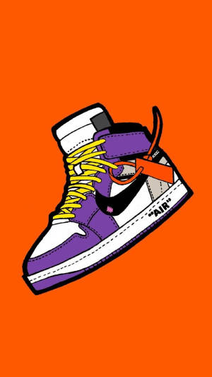 รองเท้า Nike การ์ตูนสีม่วงและส้ม — คูล ไอโฟน วอลเปเปอร์