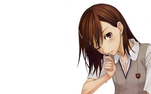 วอลเปเปอร์สาวอนิเมะมิโคโตะ มิซากะถือและจูบเหรียญ