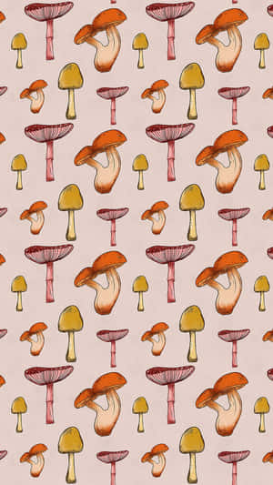 ลวดลายดอกไม้เห็ดน่ารักวินเทจสyle Groovy — เห็ดสวยงาม วอลเปเปอร์