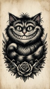 แมวเชสเชียร์ในสไตล์ลายสักแฟลชดั้งเดิม — 柴郡猫 วอลเปเปอร์