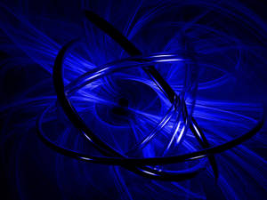 ศิลปะนามธรรมวงกลมสีฟ้าและสีดำบนพื้นหลังสีดำ