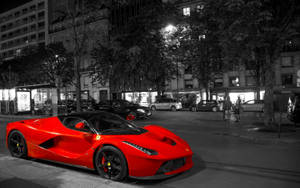 วอลเปเปอร์คอมพิวเตอร์รถสีแดงสไตล์เท่ขาวดำ
