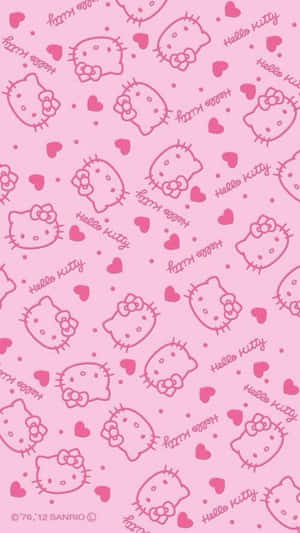 วอลเปเปอร์ลายน่ารักคิตตี้สีชมพูหัวใจ