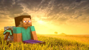สตีฟบนพื้นหญ้าและเพชร Minecraft HD