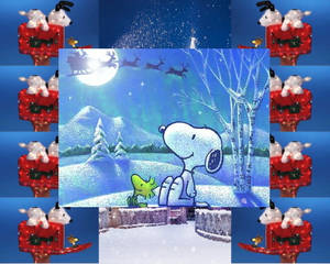 วอลเปเปอร์สนูปปี้คริสต์มาสวูดสต็อกซานต้า — Snoopy คริสต์มาส วอลเปเปอร์
