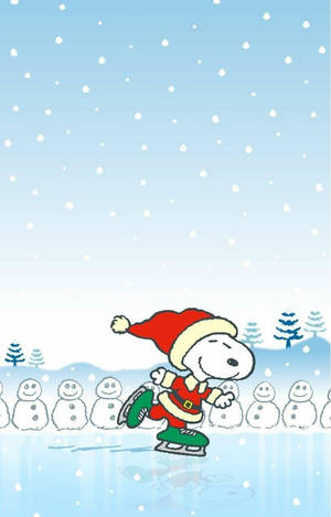 วอลเปเปอร์สนูปี้คริสต์มาสเล่นสเก็ตน้ำแข็ง — Snoopy คริสต์มาส วอลเปเปอร์