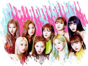 สมาชิกวง Twice บนพื้นหลังสีสันสดใส