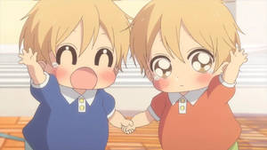 วอลเปเปอร์เด็กน่ารักสองคนในสไตล์อนิเมะ