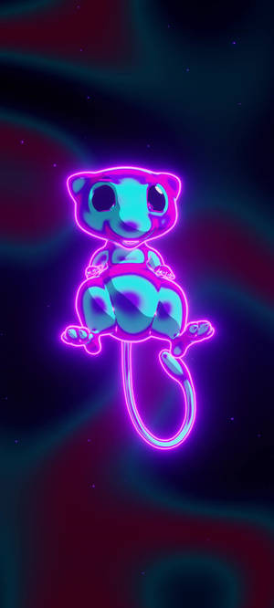 วอลเปเปอร์ Mew นีออนเรืองแสง — iPhone 12 Pro วอลเปเปอร์