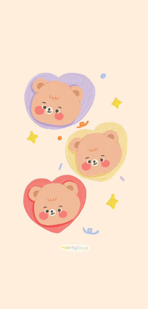 สามหัวใจหมีเกาหลี — น่ารัก สวยงาม GIF วอลเปเปอร์