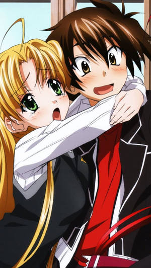 วอลเปเปอร์สาวนักเรียนอนิเมะกอดกัน