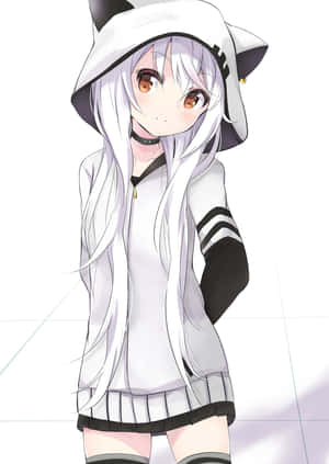 ภาพสาวอนิเมะเสื้อฮู้ด — iPad รุ่นที่ 10 วอลเปเปอร์