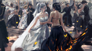 วอลเปเปอร์สาวอนิเมะเต้นสองคน