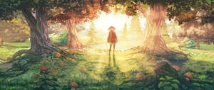 วอลเปเปอร์สาวอนิเมะในป่า — 2560x1080 วอลเปเปอร์