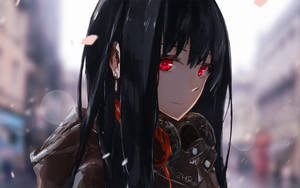 วอลเปเปอร์สาวอนิเมะใส่ฮู้ดตาสีแดง — สาวอนิเมะน่ารัก วอลเปเปอร์