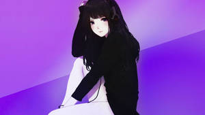วอลเปเปอร์สาวอนิเมะใส่ฮู้ดสีดำ — สาวอนิเมะน่ารัก วอลเปเปอร์
