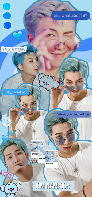 สีน้ำเงิน Bts Rm น่ารัก — iPhone 17 วอลเปเปอร์