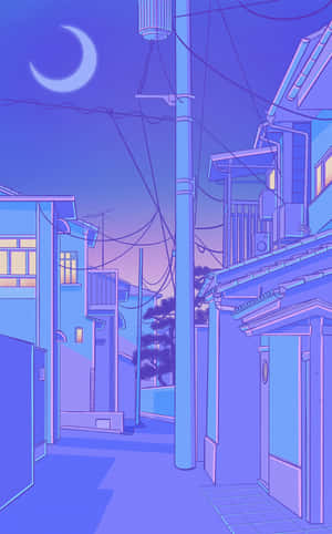 หมู่บ้านกลางคืนสีม่วงโตเกียวอนิเมะ — ดวงจันทร์ วอลเปเปอร์