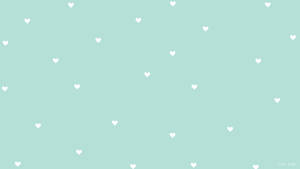 หัวใจเล็กๆบนพื้นเขียวพาสเทล — Pastel เขียว วอลเปเปอร์