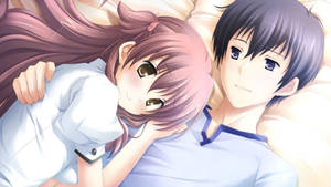 วอลเปเปอร์อนิเมะกอดกันบนเตียง ชายและหญิง