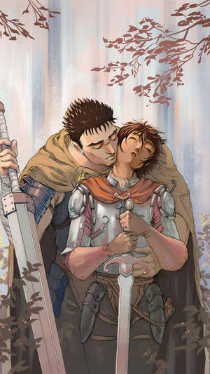 วอลเปเปอร์อนิเมะนักดาบสองคนกอดกัน