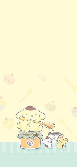วอลเปเปอร์อาร์ต Pompompurin มินิมัลลิสต์ — iPhone 18 วอลเปเปอร์