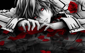 วอลเปเปอร์เด็กหนุ่มอนิเมะผิวซีดกับดอกกุหลาบสีแดง