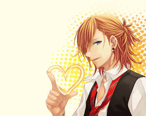 เด็กหนุ่มอนิเมะผมบลอนด์ทำหัวใจด้วยนิ้ว วอลเปเปอร์ HD แอนิเมชัน