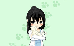 วอลเปเปอร์เด็กอนิเมะกับแมวขาว