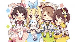 วอลเปเปอร์เด็กอนิเมะชุดเดรสสีสันสดใส