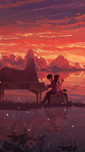 เปียโนยามพระอาทิตย์ตกดิน Anime Phone