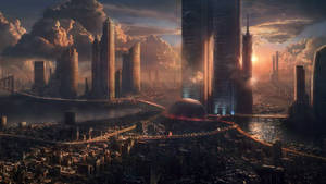 วอลเปเปอร์เมืองอุตสาหกรรมแห่งอนาคต — 2560x1440 วอลเปเปอร์