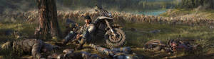 วอลเปเปอร์ Days Gone ซอมบีโจมตีในทุ่ง — 3840x1080 วอลเปเปอร์