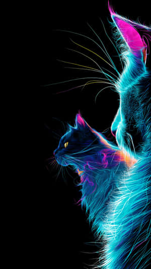 แมว, feline, นีออน, เรืองแสง, ดิจิทัล, ศิลปะ, นามธรรม, สีสันสดใส, น้ำเงิน, ชมพู, ม่วง, มืด, ดำ, สัตว์, สัตว์เลี้ยง, แสง, แฟร็กทัล, มีสีสัน, ไฟฟ้า, สดใส