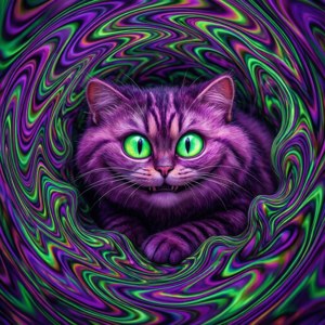 แมวเชสเชียร์ในสีสันไซเคเดลิกที่หมุนวน — 柴郡猫 วอลเปเปอร์