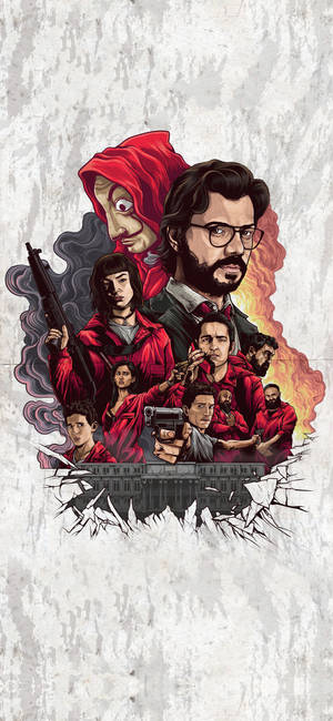 วอลเปเปอร์โปสเตอร์อาร์ต Money Heist — iPhone 15 Plus วอลเปเปอร์