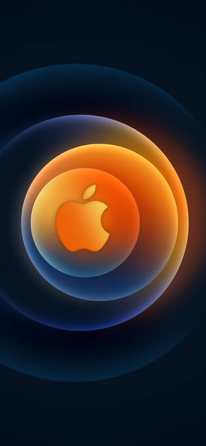 วอลเปเปอร์โลโก้ Apple วงกลมสีส้ม — iPhone 12 วอลเปเปอร์