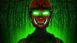 ใบหน้าชั่วร้ายสไตล์ Manic พื้นหลังสีเขียว — ฟอร์ทไนท์ วอลเปเปอร์