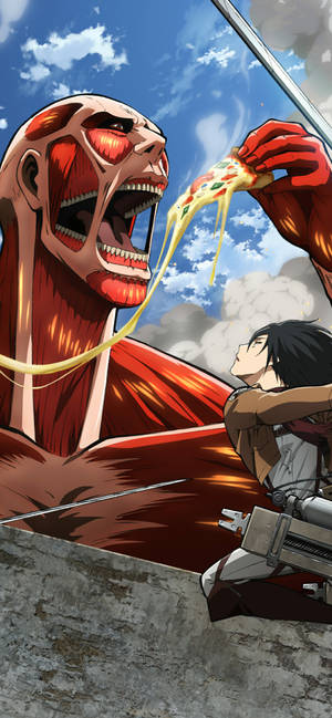ไททันร่างยักษ์กินพิซซ่า Attack On Titan iPhone — iPhone 14 Plus วอลเปเปอร์