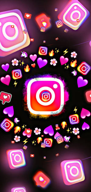 วอลเปเปอร์ไอคอน Instagram และอีโมจิ — iPhone 14 วอลเปเปอร์